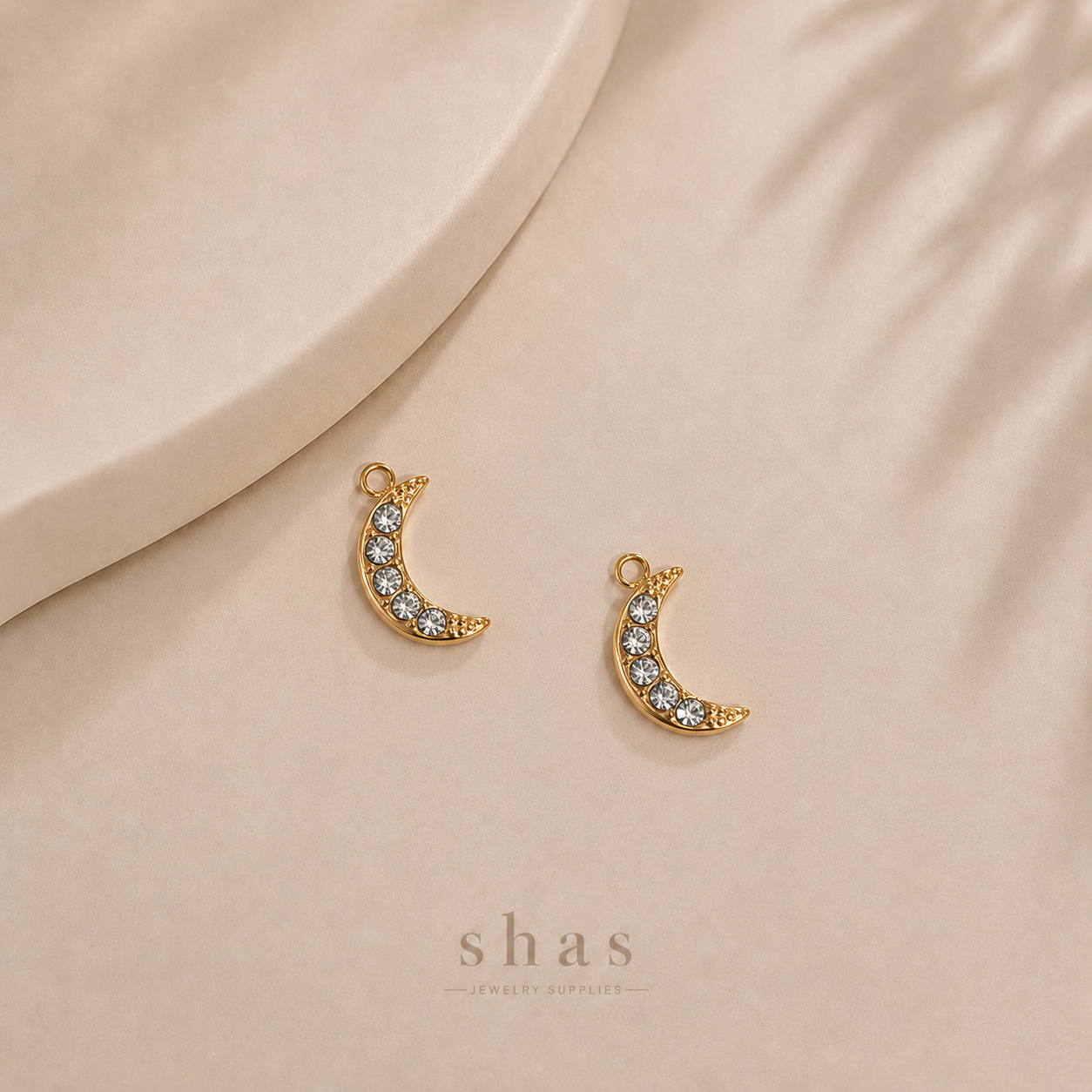 SC19N Half Moon Zircon Charm ( 1 pc ) 18k Gold PVD