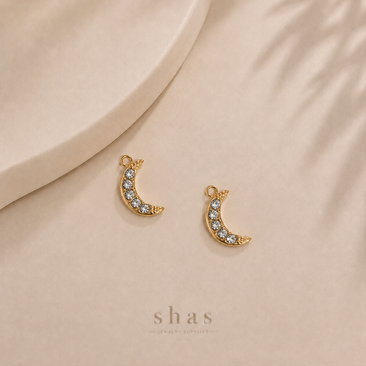 SC19N Half Moon Zircon Charm ( 1 pc ) 18k Gold PVD