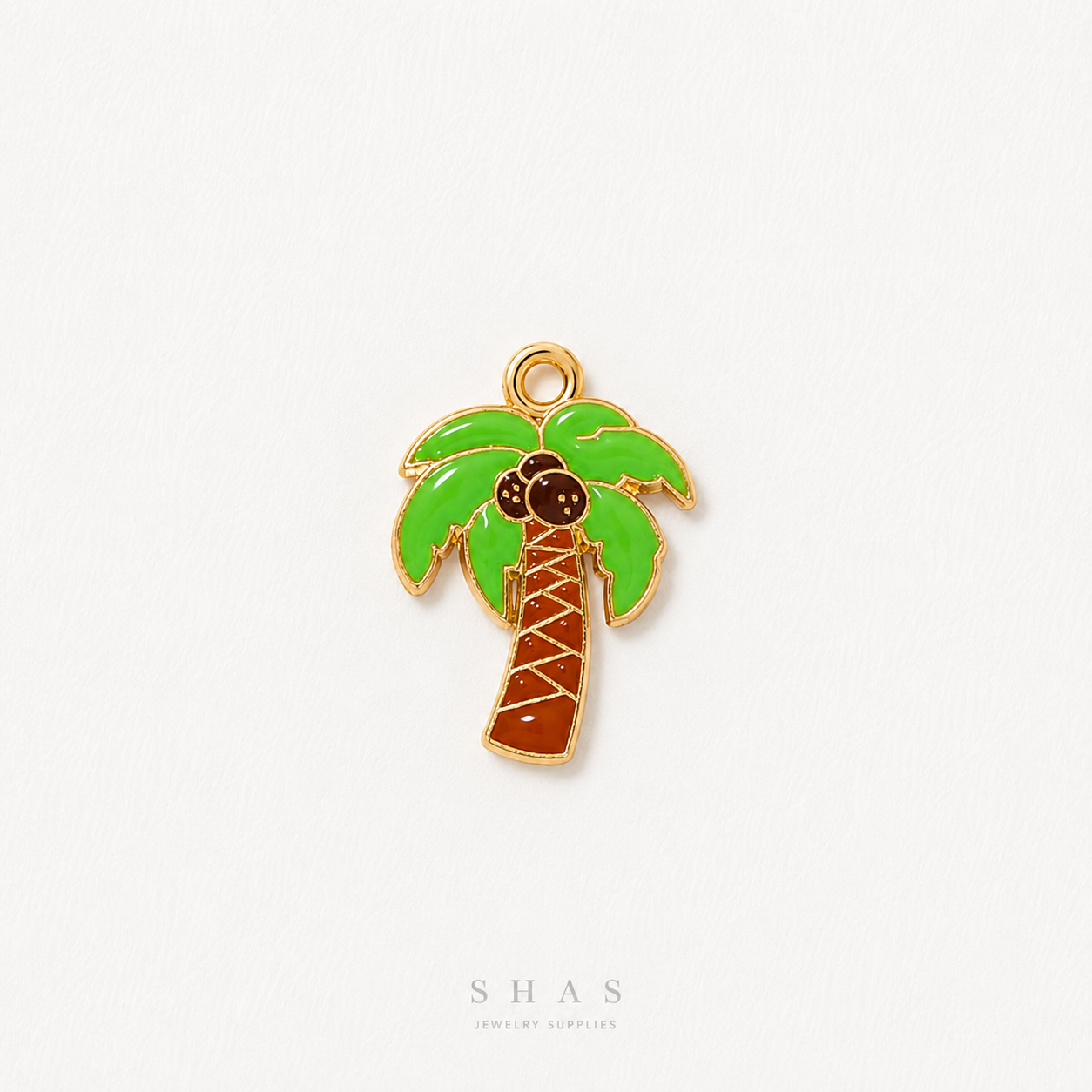 EC03G Coconut Tree Enamel Charm ( 1 pc ) High Quality Shine