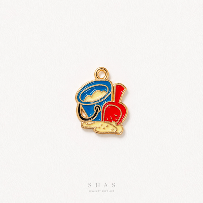 EC03B Sea Toys Bucket Enamel Charm ( 1 pc ) High Quality Shine