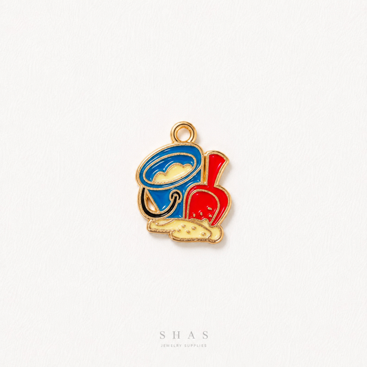 EC03B Sea Toys Bucket Enamel Charm ( 1 pc ) High Quality Shine