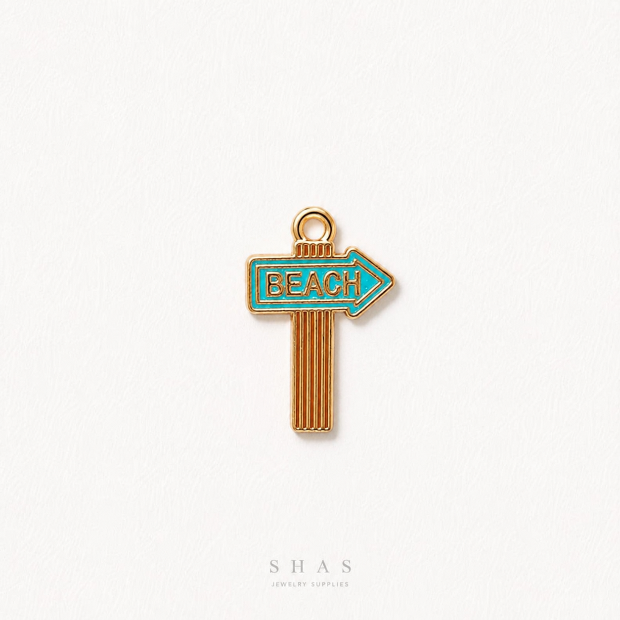 EC03C Beach SignBoard Enamel Charm ( 1 pc ) High Quality Shine