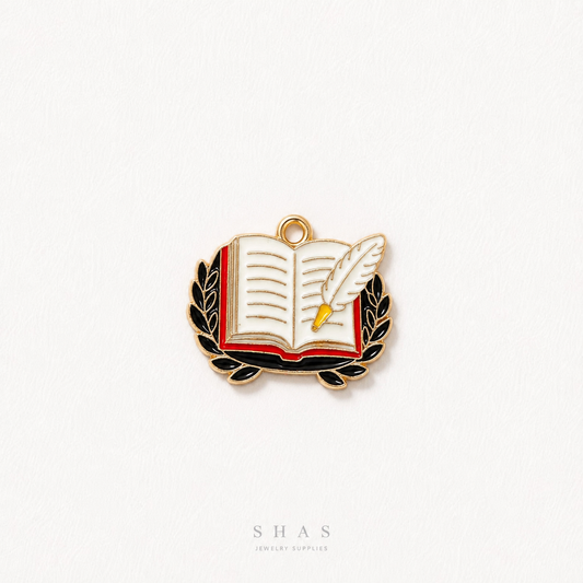 EC02X Vintage Notebook Enamel Charm ( 1 pc ) High Quality Shine