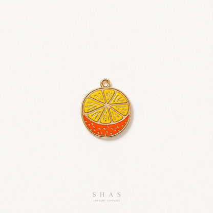 EC02R Orange Enamel Charm ( 1 pc ) High Quality Shine