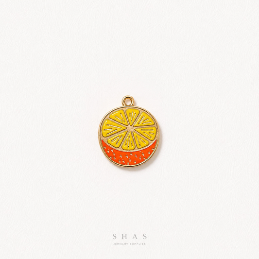 EC02R Orange Enamel Charm ( 1 pc ) High Quality Shine
