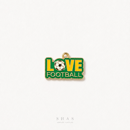 EC02Z Love Football Enamel Charm ( 1 pc ) High Quality Shine