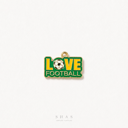 EC02Z Love Football Enamel Charm ( 1 pc ) High Quality Shine