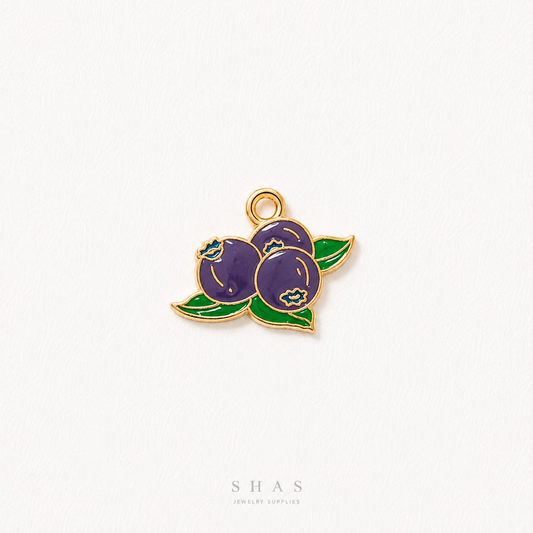 EC02N Blueberry Enamel Charm ( 1 pc ) High Quality Shine