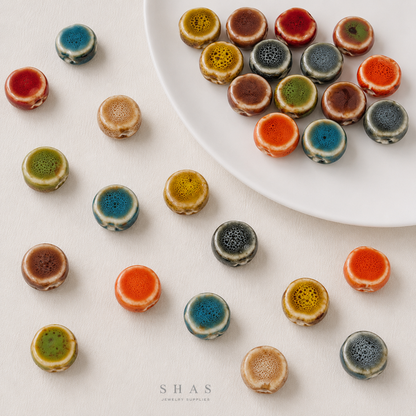 PCB11 Round Flat Ceramic Bead ( 1 pc ) Porcelian Ceramic