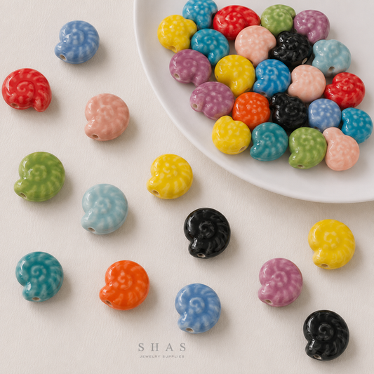 PCB09 Snail Ceramic Bead ( 1 pc ) Porcelian Ceramic