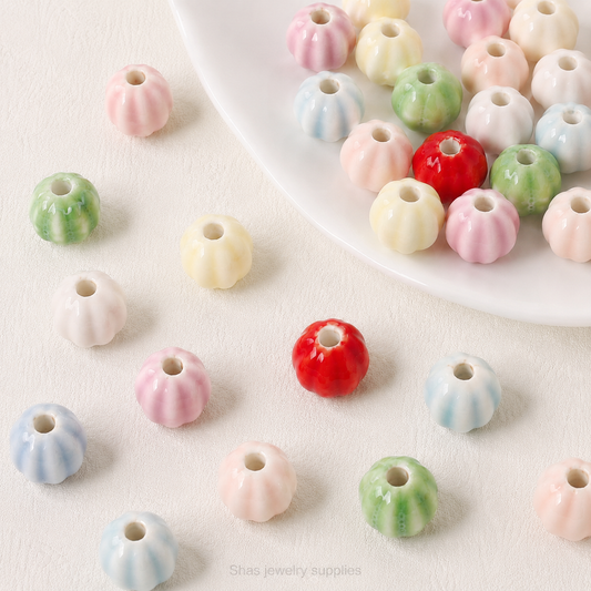 PCB12 Watermelon Ceramic Bead ( 1 pc ) Porcelian Ceramic