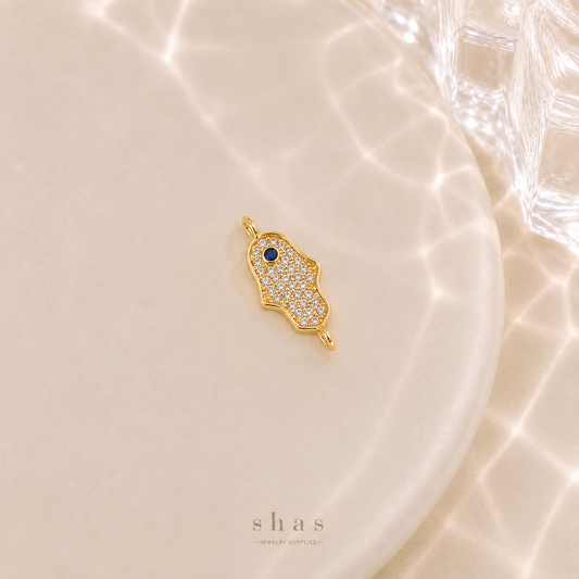 GPC19K Hamsa Zircon Connector Charm ( 1 PC ) Premium Plated