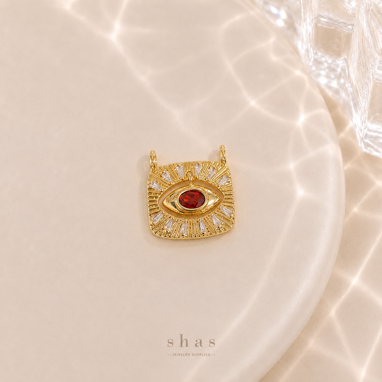 GPC19M Square Eye Zircon Pendant Charm ( 1 PC ) Premium Plated