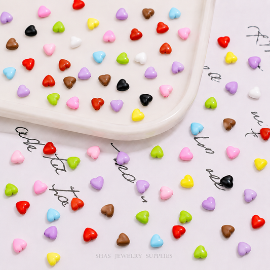 AB15 Tiny Heart Shiny Acrylic Bead ( 1 pc ) UV Plated Acrylic