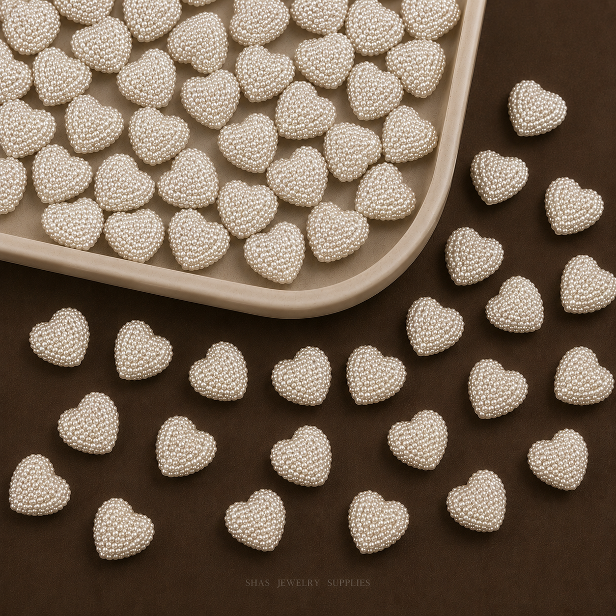 AB10C Pearl Heart Acrylic bead ( 1 pc )