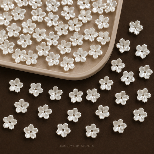 AB10E Pearl Floral Acrylic bead ( 1 pc )
