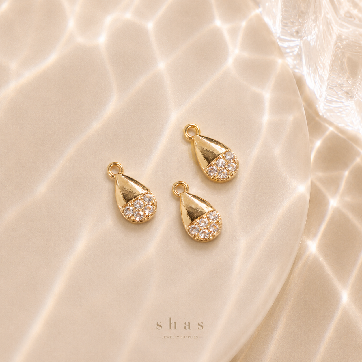 GPC16T Teardrop Zircon Charm ( 1 PC ) 14k Gold plated