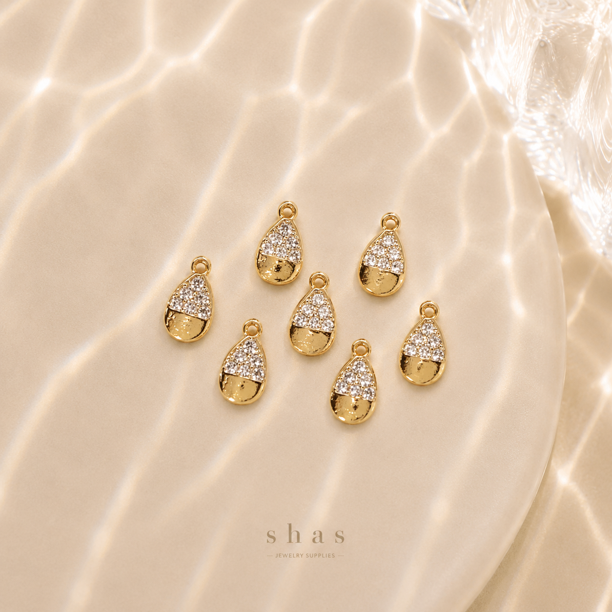 GPC16U Teardrop Zircon Charm ( 1 PC ) 14k Gold plated