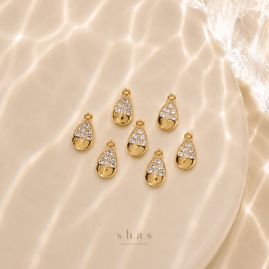 GPC16U Teardrop Zircon Charm ( 1 PC ) 14k Gold plated