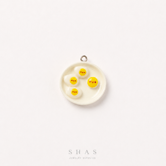 RM02A Kawaii Egg Plate Resin Charm ( 1 PC )