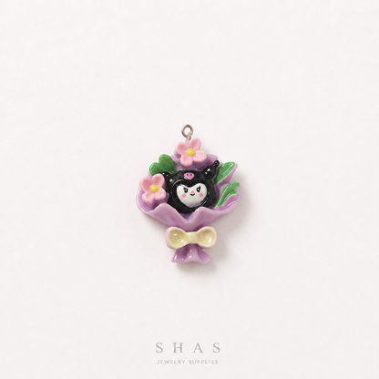 RM03A Kuromi Floral Bouquet Resin Charm ( 1 PC )