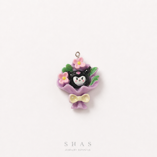 RM03A Kuromi Floral Bouquet Resin Charm ( 1 PC )