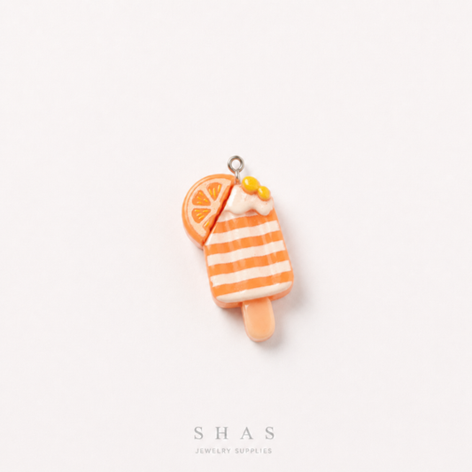 RM02J Orange Ice Cream Popsicle Resin Charm ( 1 PC )
