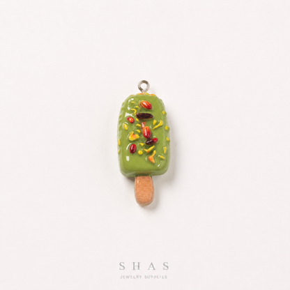 RM01A Pistachio Ice Cream Popsicle Resin Charm ( 1 PC )