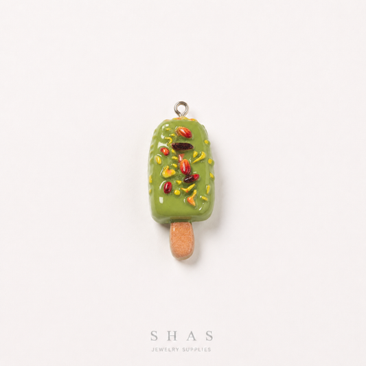 RM01A Pistachio Ice Cream Popsicle Resin Charm ( 1 PC )
