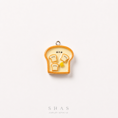RM02G Kawaii Toast Plate Resin Charm ( 1 PC )