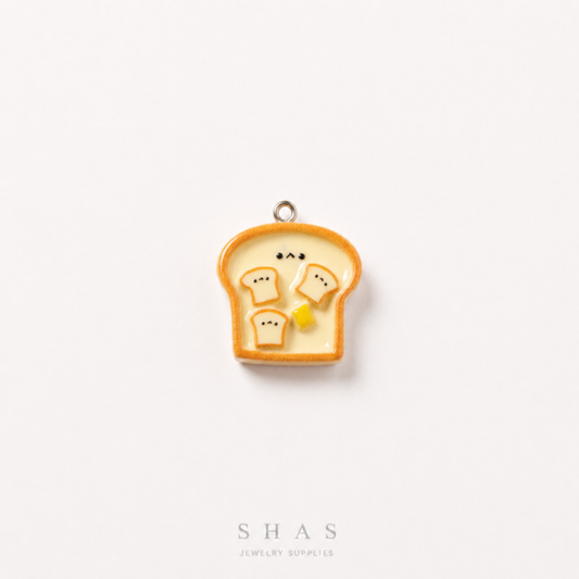 RM02G Kawaii Toast Plate Resin Charm ( 1 PC )