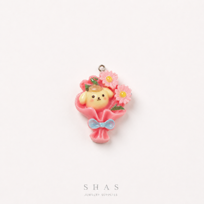 RM02H Kawaii Pup Bouquet Resin Charm