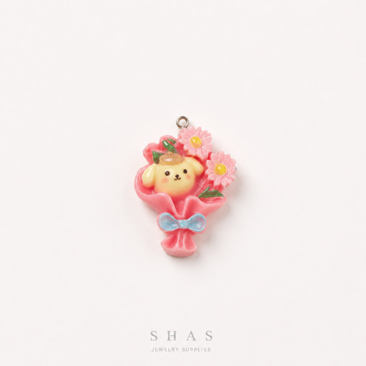 RM02H Kawaii Pup Bouquet Resin Charm