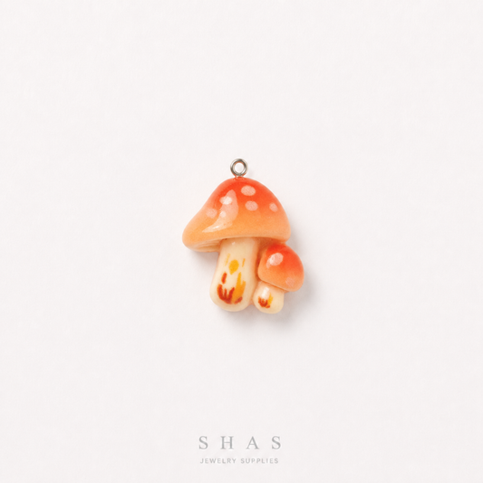 RM01E Orange Mushroom Resin Charm ( 1 PC )