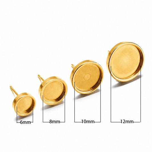 STS44 Chunky Round Stud 18K Gold  ( 2 pc ) PVD Plated