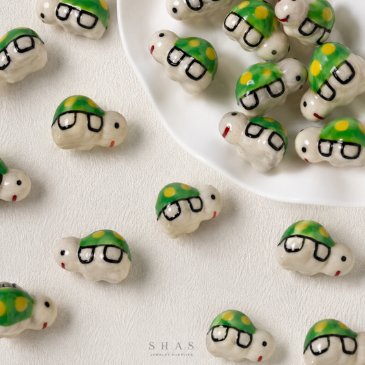 PCB02H Turtle Ceramic Bead ( 1 pc ) Porcelian Ceramic