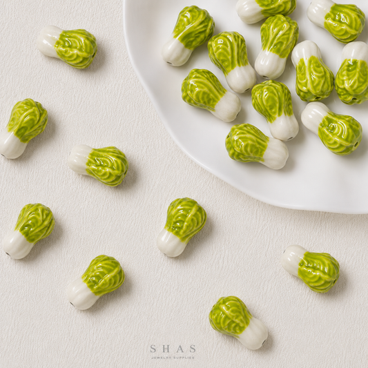 PCB02R Cabbage Ceramic Bead ( 1 pc ) Porcelian Ceramic