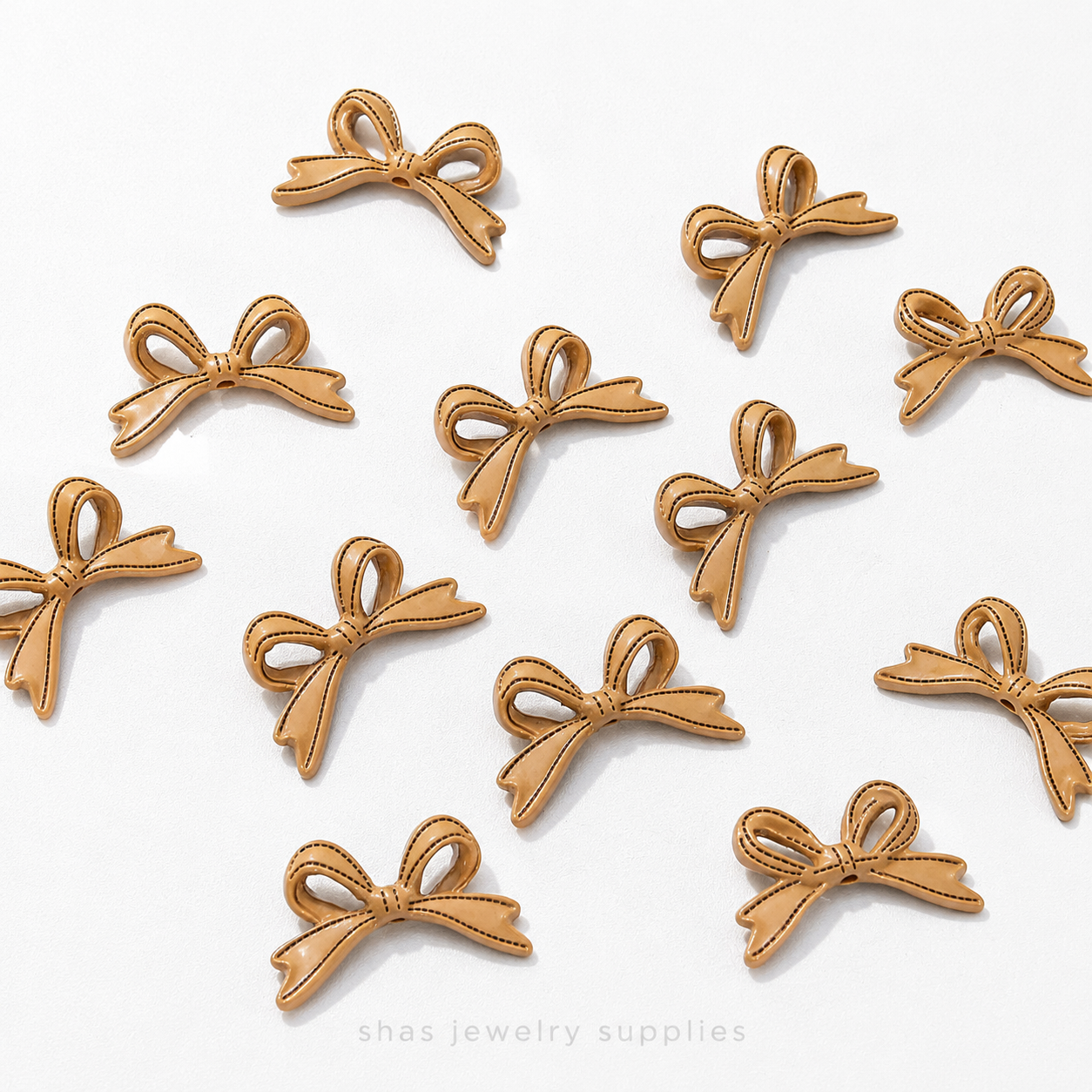 APB05C Brown Bowknot Alloy Printed Bead ( 1 pc )