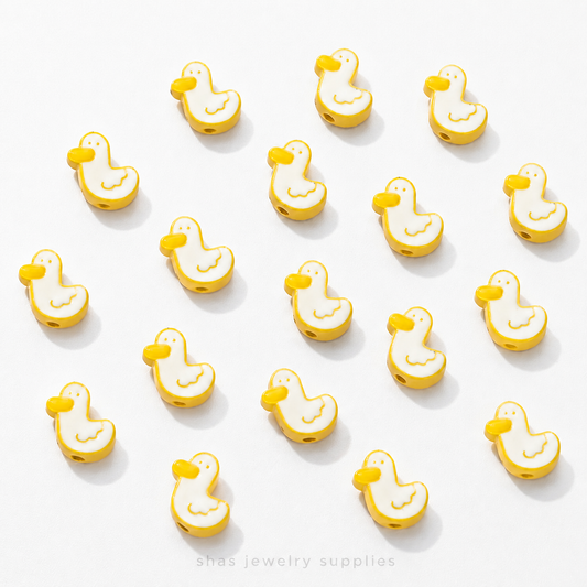 APB05B  Kawaii Duck Alloy Printed Bead ( 1 pc )