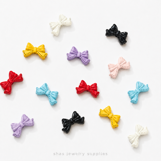 APB01 Coquette Bow Alloy Printed Bead ( 1 pc )