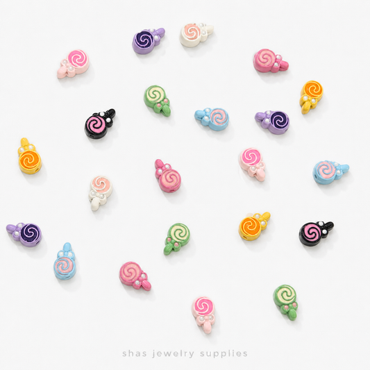 APB03 Lollipop Alloy Printed Bead ( 1 pc )
