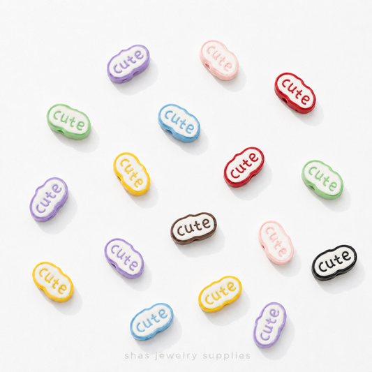 APB06 Cute Cloud Alloy Printed Bead ( 1 pc )