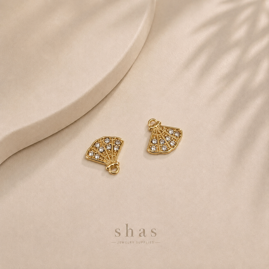 SC18B Sea Shell Zircon Charm ( 1 pc ) 18k Gold PVD