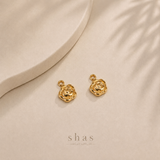 SC18D Tiny Rose Charm ( 1 pc ) 18k Gold PVD