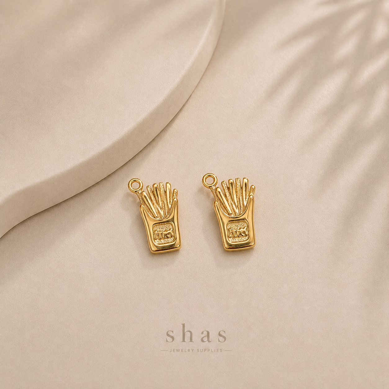 SC18M French Fries Charm ( 1 pc ) 18k Gold PVD