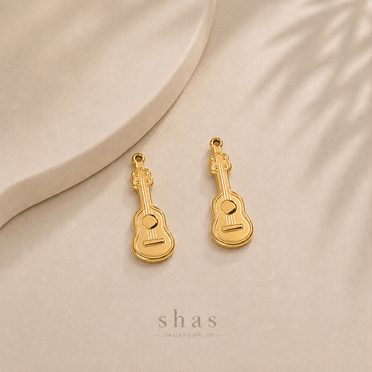 SC18X Guitar Charm ( 1 pc ) 18k Gold PVD