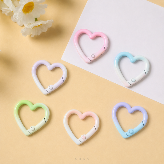 KC05 Gradient Heart Spring Buckle Keychain Clasp ( 1 pc )