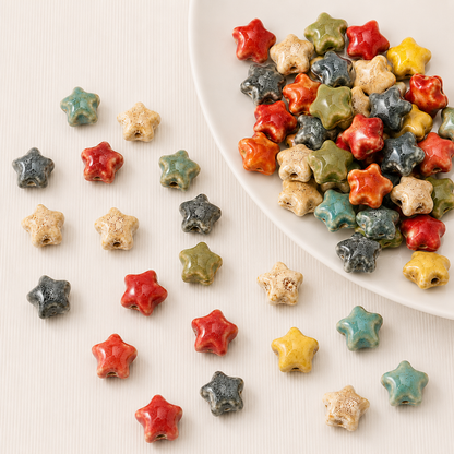 PCB04 Chunky Star Ceramic bead ( 1 pc ) Porcelian Ceramic ( 15 mm )