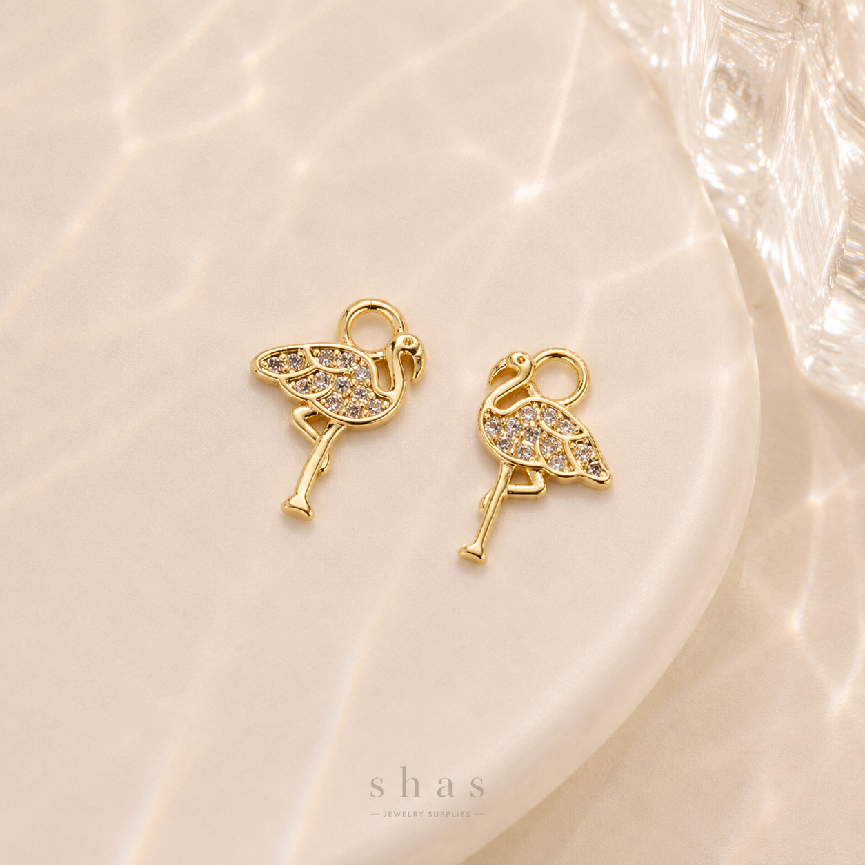 GPC16G Flamingo Zircon charm ( 1 PC ) 14k gold plated
