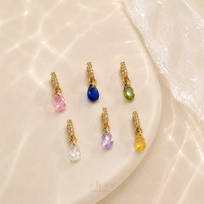 GPC16D Teardrop Zircon charm ( 1 pc ) 14k gold plated